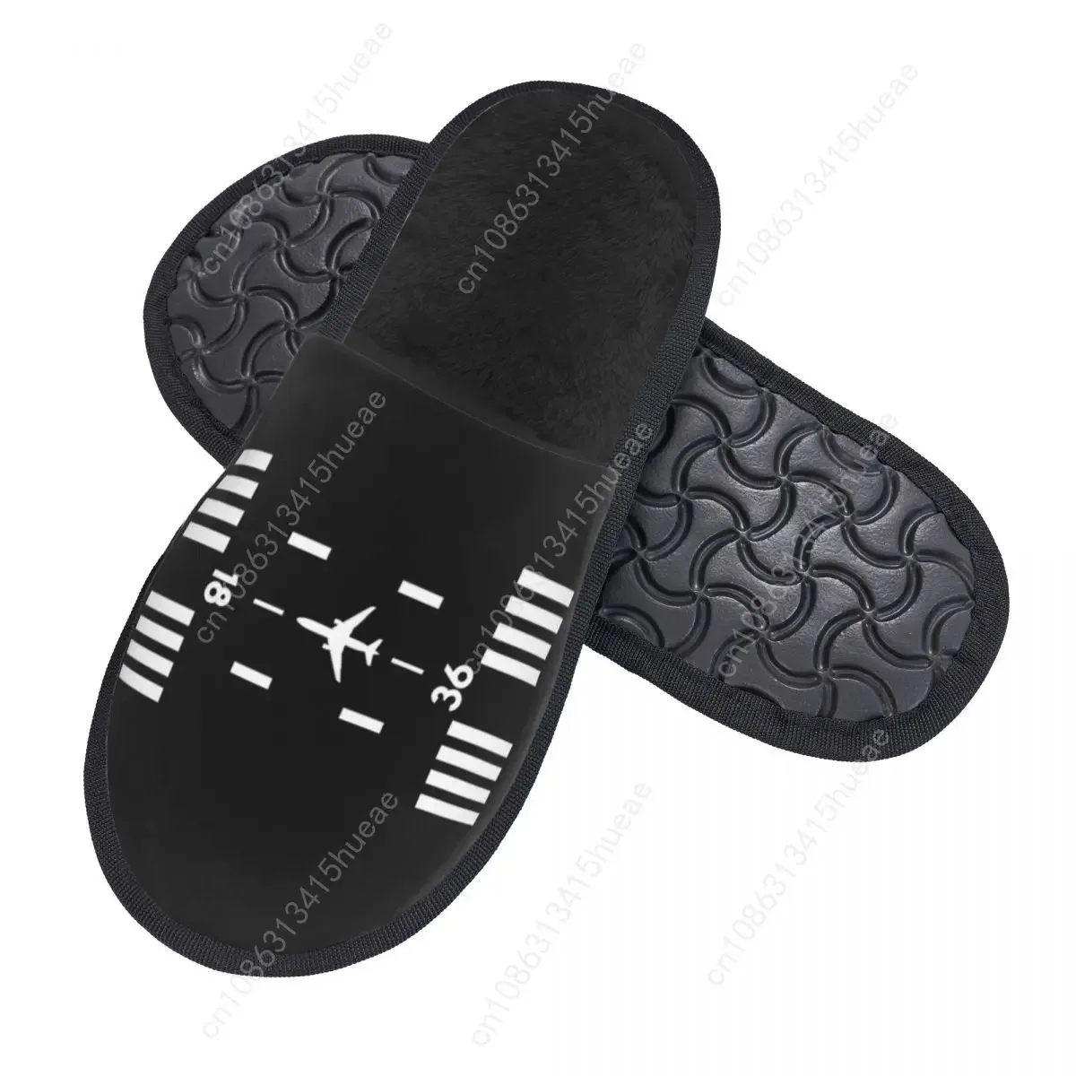 Custom Airport Runway Traffic Controller House Slippers Aviation Airplane Pilot Memory Foam Fluffy Slipper Indoor Outdoor Shoes