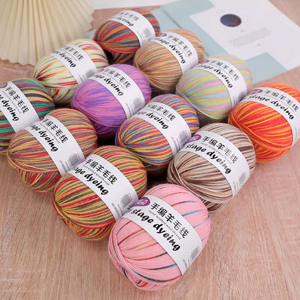 

50g/roll Multicolor Fancy Section Dyed Wool Yarn Soft Medium Thick Yarns DIY Crocheting Knitting Sweater Hand-woven Craft Yarn ﻿