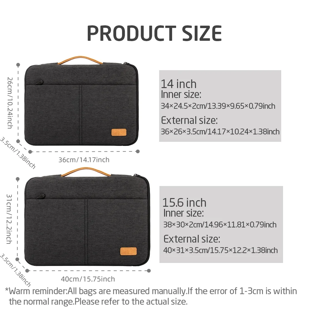 Laptop Sleeve Bag 14 15.6 Inch Notebook Pouch For Macbook HP Dell Acer Shockproof Computer Briefcase Travel Business Men Case