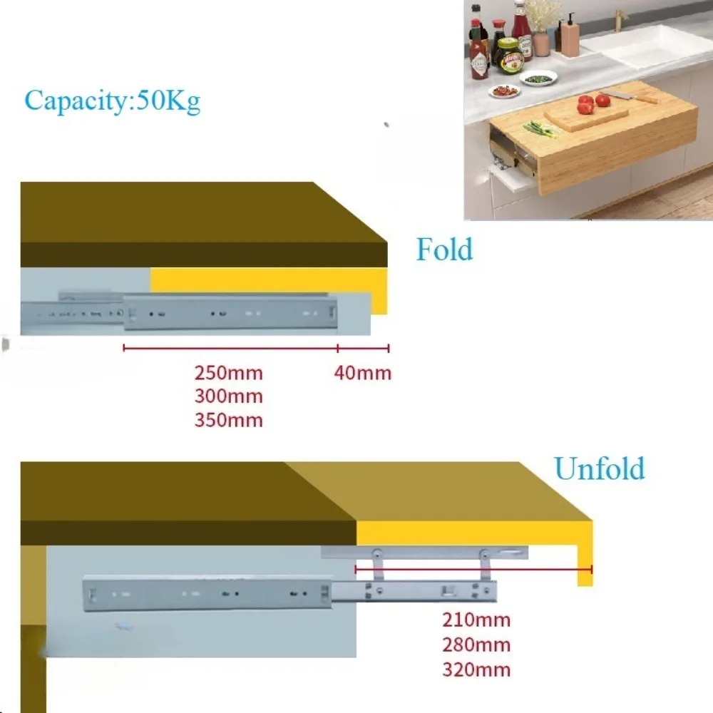 

Heavy Pull Out Pop Up Slide Rail Supporting Bracket For Furniture Table Top Conceal Folding Leaf Extension