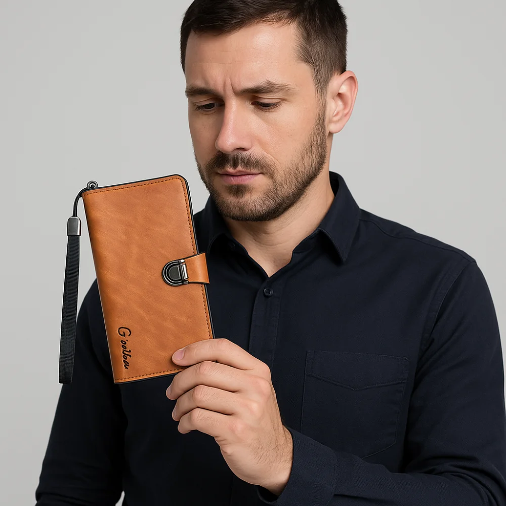 

Multiple Card Slots Male Long Wallet Elegant Handhold Fashion Clutch Wallet Anti Theft Large Capacity Business Clutch Bag