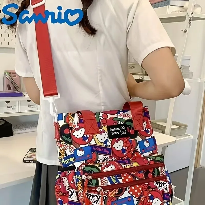 Sanrio Hello Kitt Single Shoulder Tote Bag Women Upgrade Zipper Style Reticule Bag Kawaii Convenient Shopping Fashion Tote Bags