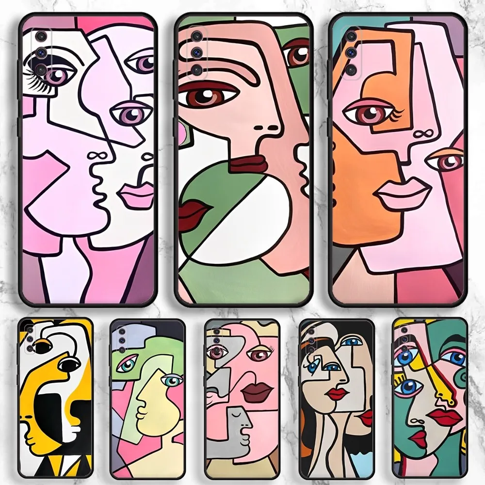 Picasso Abstract Art Painting Phone Case For Samsung Galaxy A13,A21s,A22,A31,A32,A52,A53,A71,A80,A91 Soft Black Phone Cover