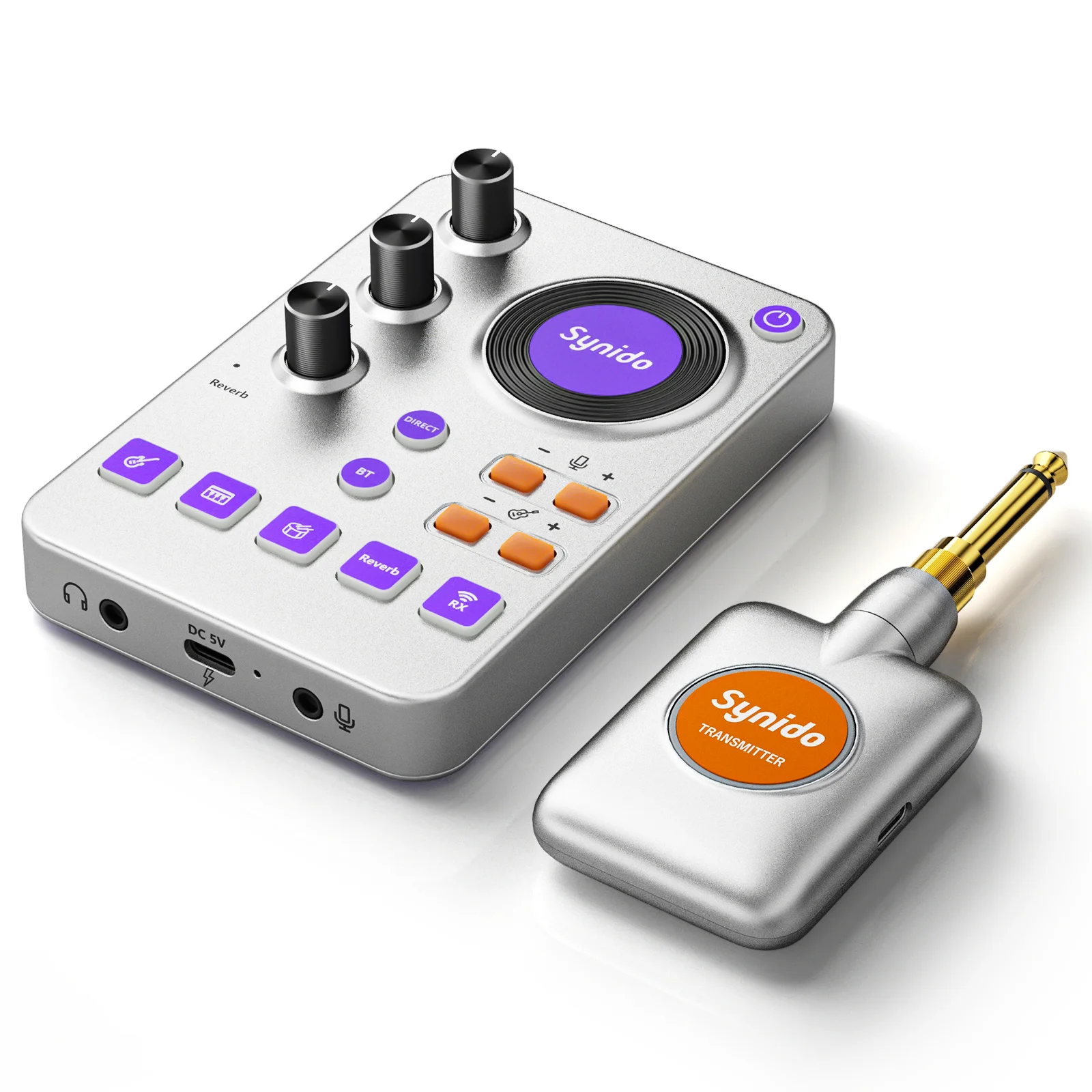 Synido Live Dock A30 Gitaar Audio Interface, 24bit/96kHz USB-C/Hoofdtelefoon/Microfoonpoorten voor Live Streaming/Opname voor Telefoon/PC