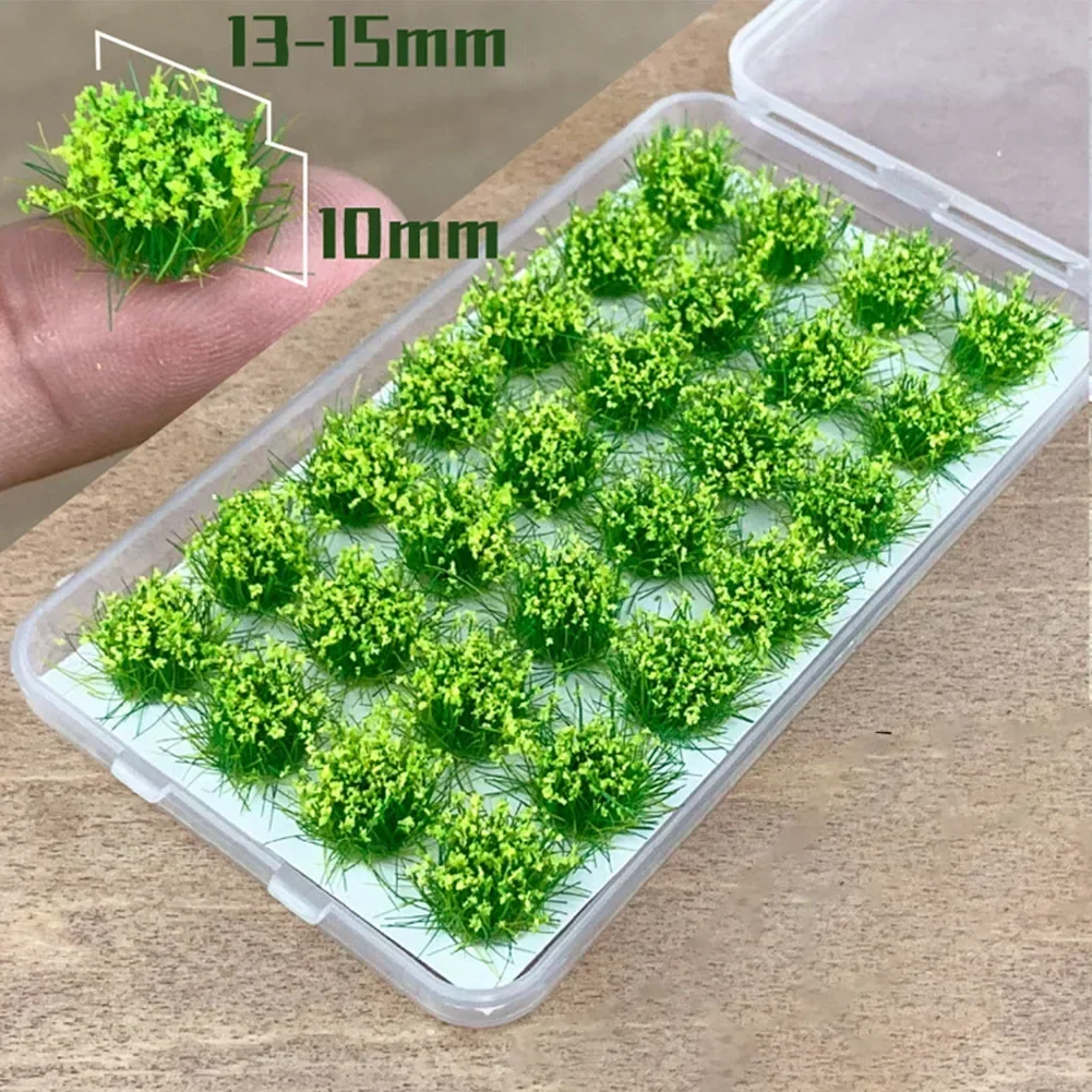 28Pcs/sets Self-Adhesive Static Grass Tuft Flower Caft Miniature Scenery Landscape Street Layout Train Railroad Artificial Grass