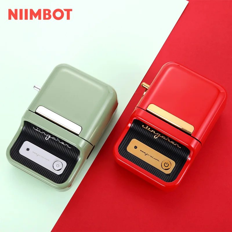 Niimbot B21 Green Label Printer Portable Handheld Thermal Printer Mini Barcode QR Code Sticker Paper Color Rolls Maker Cable