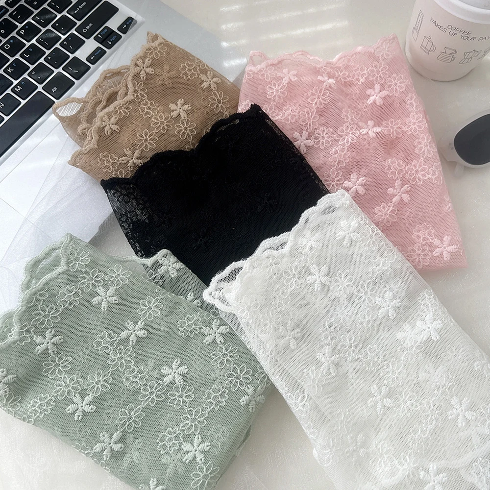 Lace Mesh Headscarf Girls Triangle Scarf Spring Sweet Hair Tie Woman Flower Neck Scarf Vintage Sunscreen Picnic Headscarf