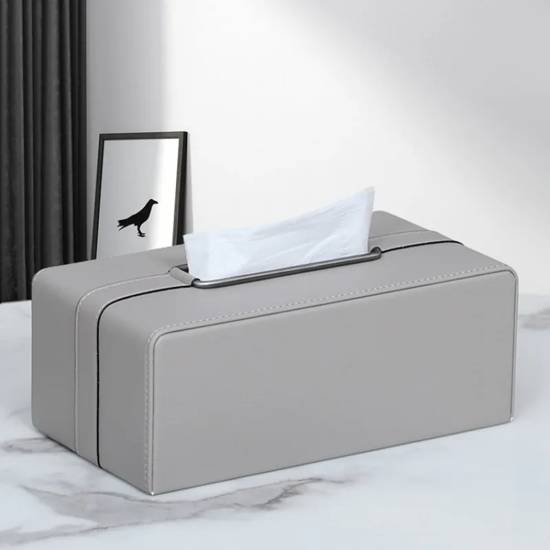 

European Light Luxury Tissue Boxes Creative Modern Simple Leather Tissue Storage Hotel Living Room Coffee Table Paper Holders