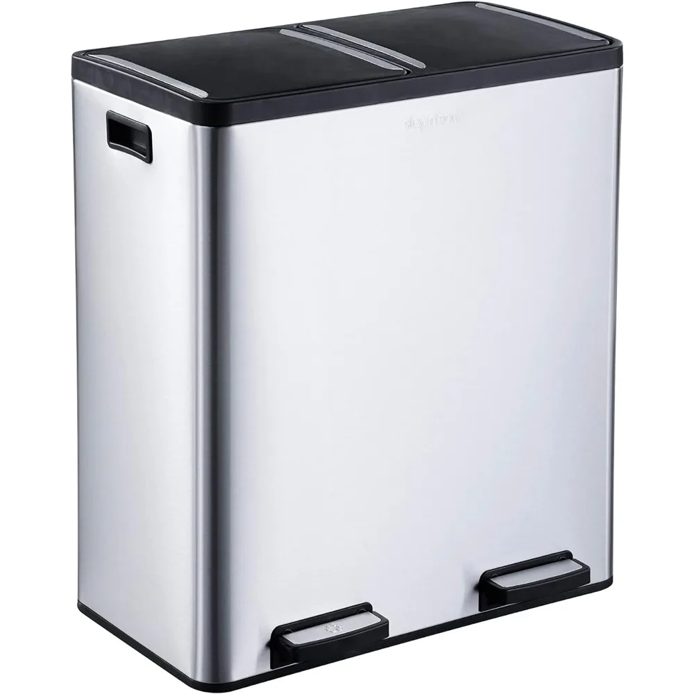 18.5 Gallon Extra Large Capacity, Dual Trash and Recycling Bin with Removable Inner Bins