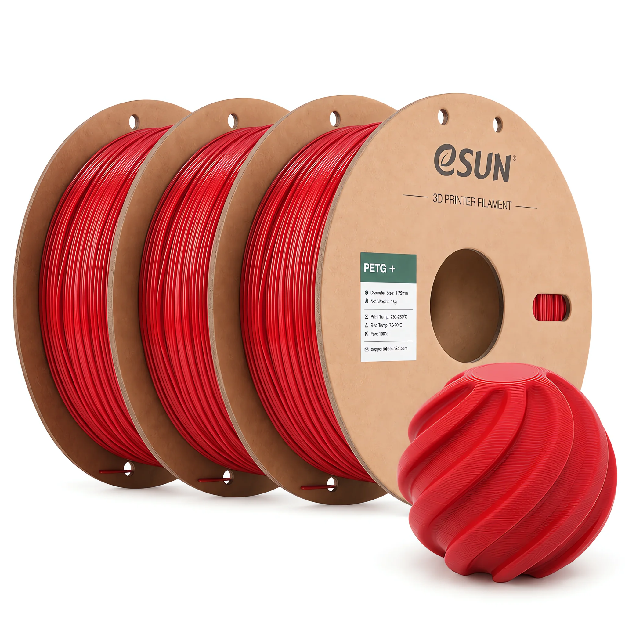 ESUN 3KG Upgrade PETG 3D-filament, 1,75 mm, 1 kg (2,2 lbs), hoogwaardig PETG-materiaal, geschikt voor FDM-printers.
