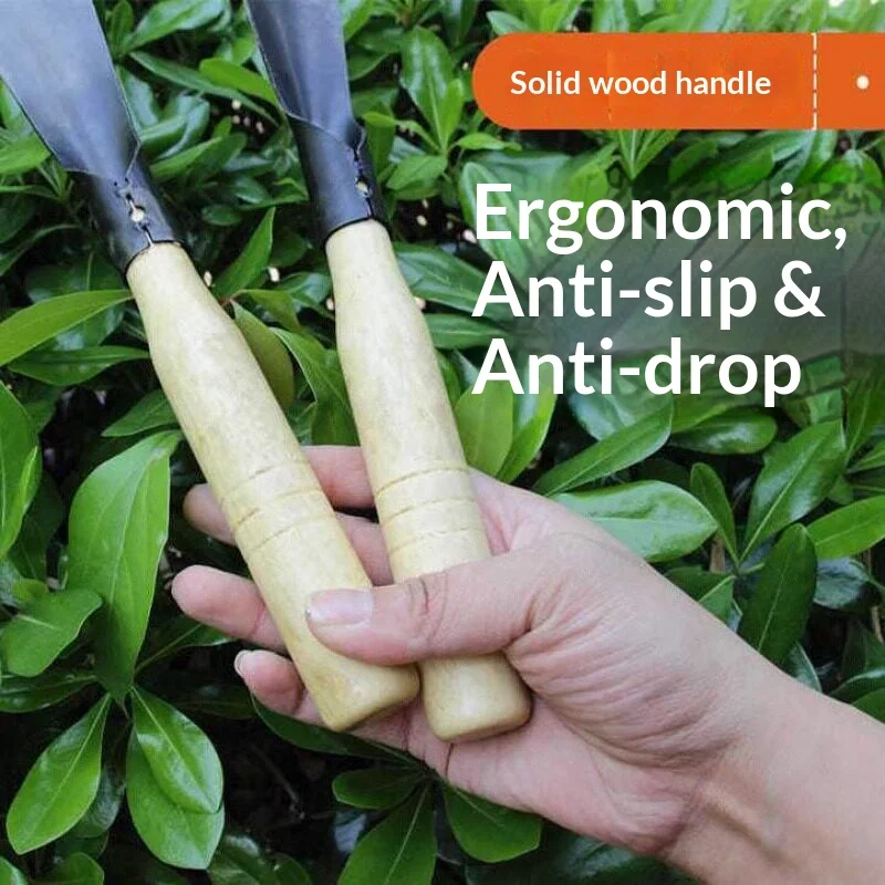 Manganese Steel Garden Hand Shovel Wooden Handle Durable Trowel Digging Weeding Planting Potted Flower Vegetable Gardening Tool