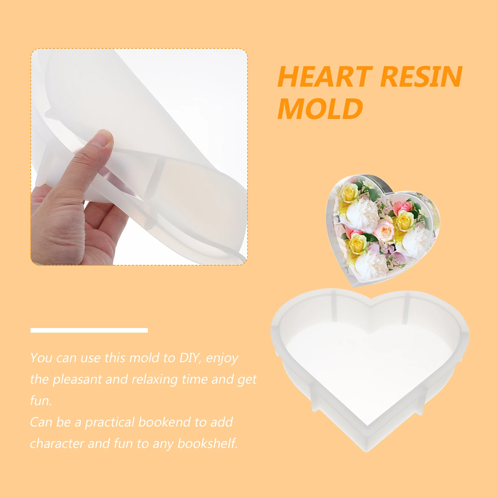 

Heart Resin Mold Silicone Love Shaped for DIY Epoxy Casting Bookends Decor Home Office Jewelry Accessories Reusable Flexible