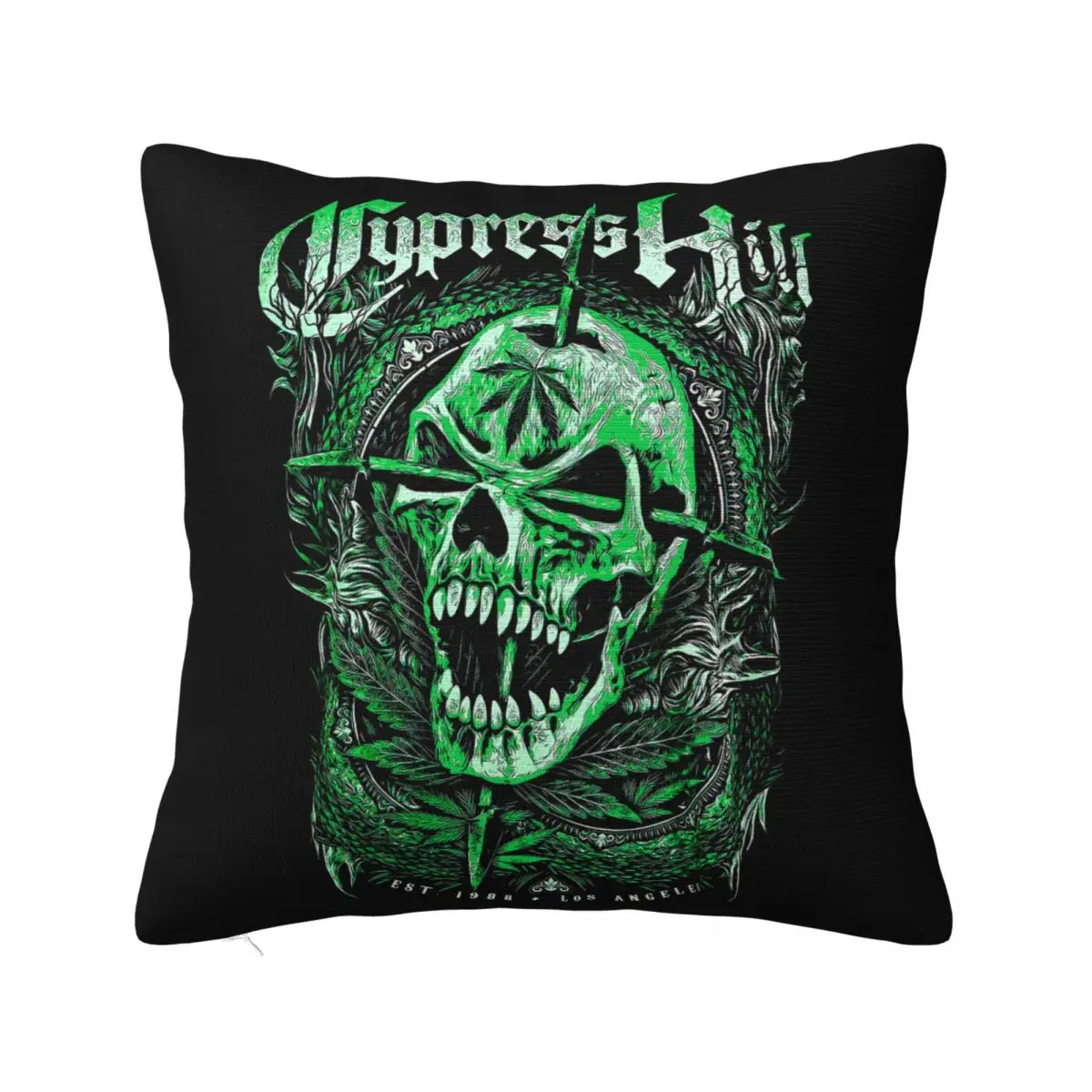 Authentic Cypress Hill 2018 Green Skull Slim Fit S 2Xl New Selling Pattern Anime Basic Pillow Case