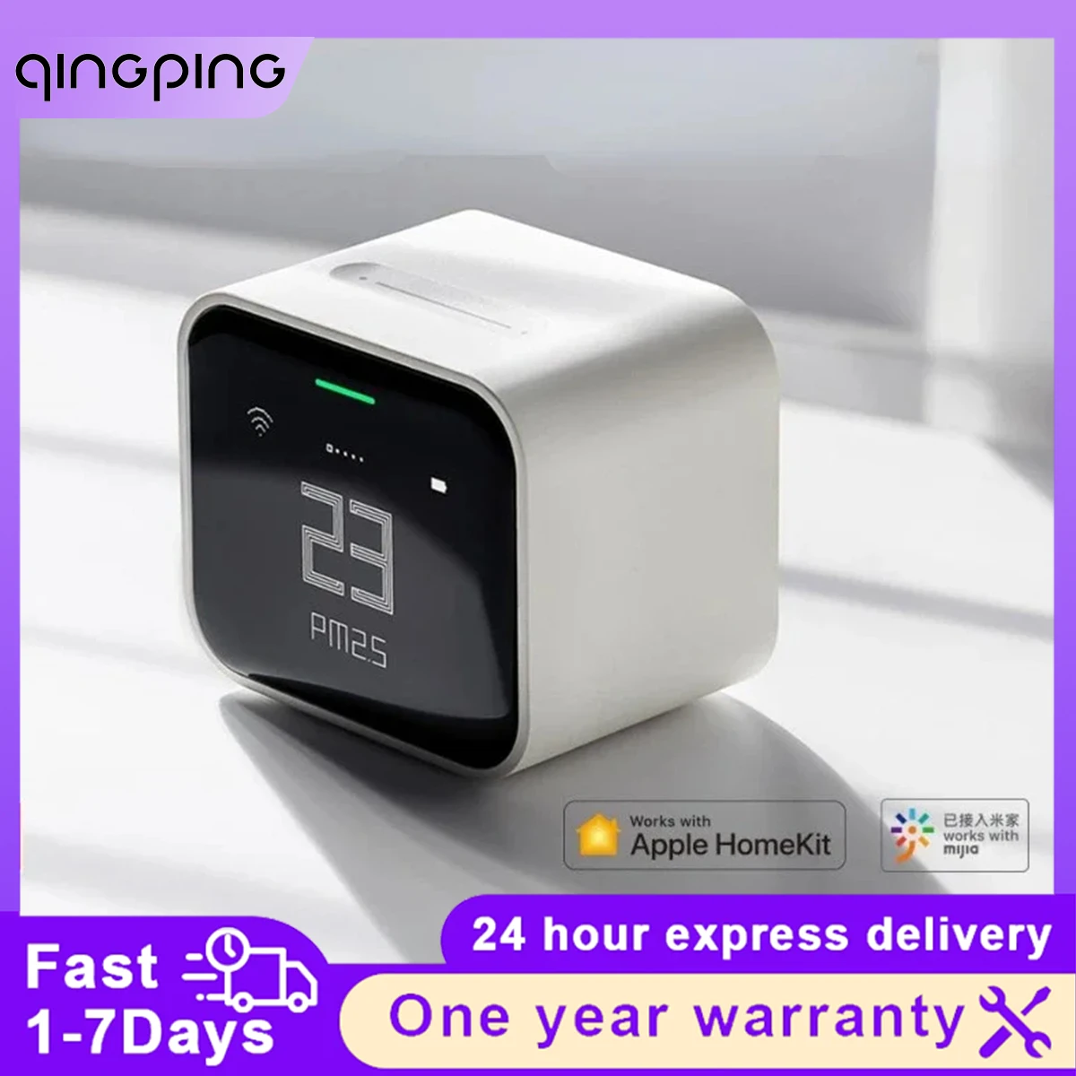 

Qingping Smart Air Detector Lite CO2 PM2.5 PM10 Temperature Humidity Monitor Touch Screen Works With Apple HomeKit Mi home APP