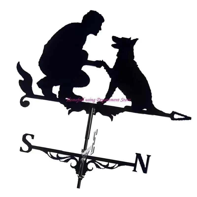  Metal Weather Vane Ornaments Suitable for Gardens Roofs Man and Dog Designs Iron Construction Wind Direction Indicators view 3