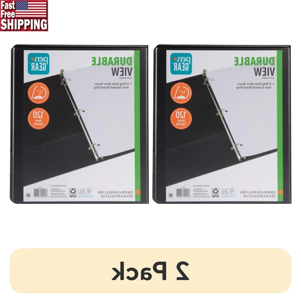 

Durable View Binder 2 Pack 1/2 Inch D Ring 120 Sheet Capacity with Pockets Ideal School Work Home Organizing