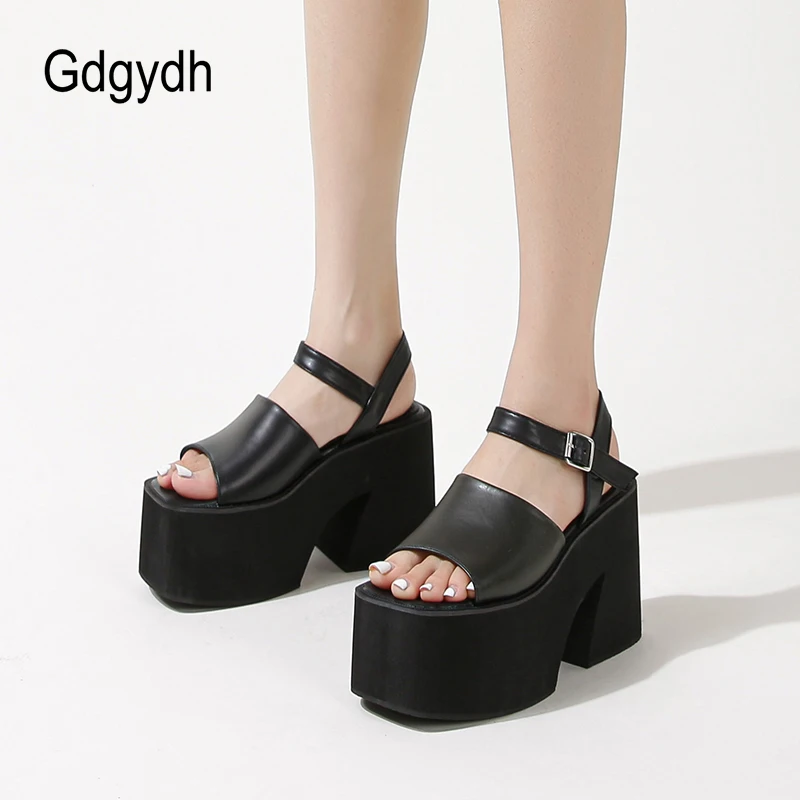 

Gdgydh High Platform Sandals for Women Open Toe Ankle Buckle Punk Shoes Chunky Heels Stylish Slingback Heeled Sandals