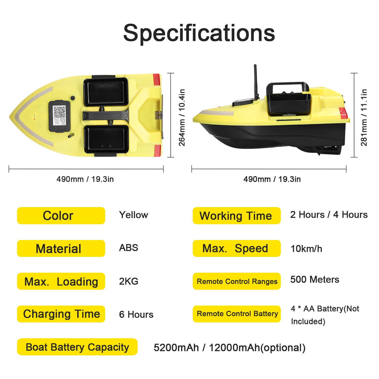 2024 V020 GPS Fishing Bait Boat 500m Remote Control Bait Boat Dual Motor Fish Finder 2KG Loading Support Automatic Cruise/Return