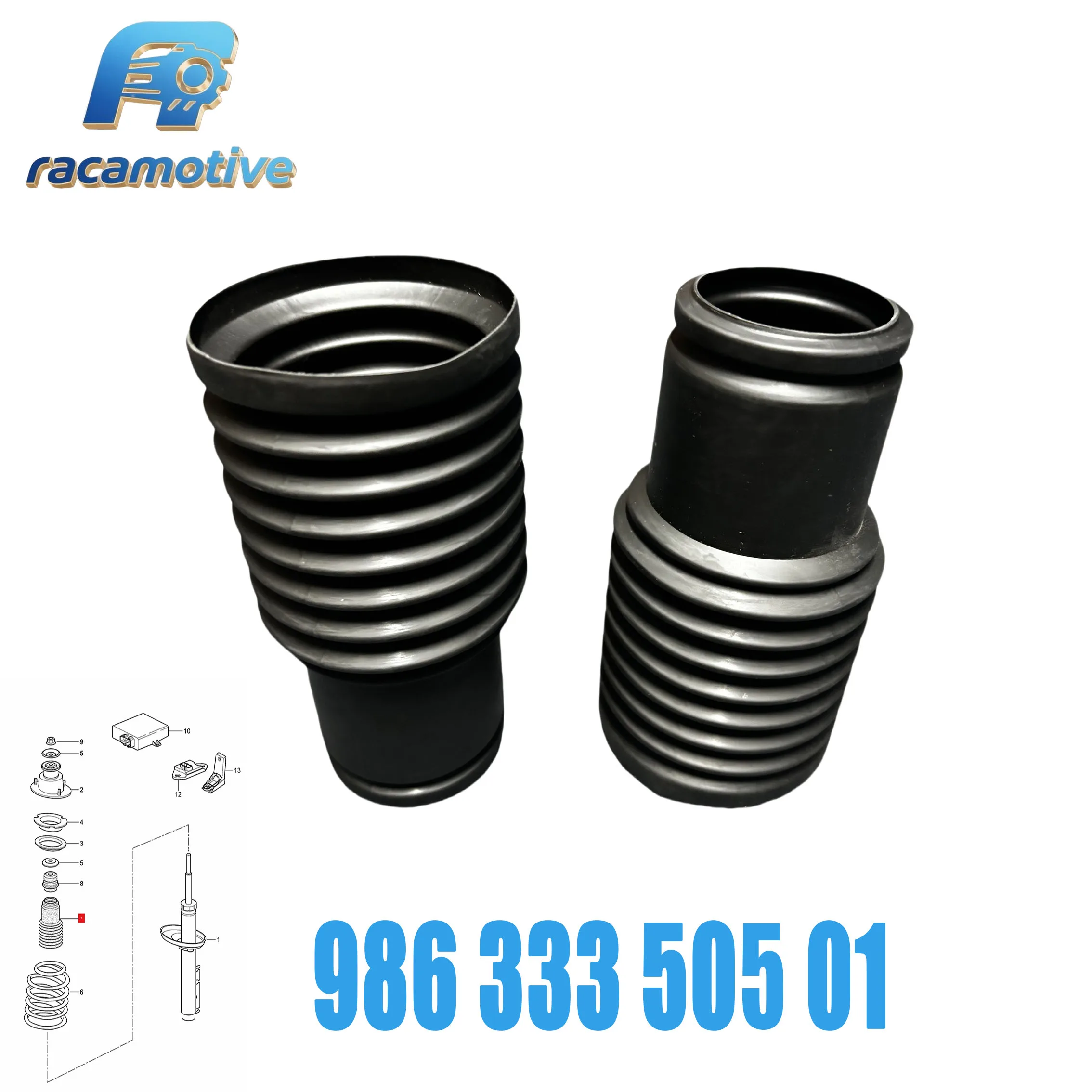 Picture 3: New 98633350501 for Porsche 911 Cayenne Boxster Cayman 1 Pair Shock Absorber Coil Spring Dust Cover 986 333 505 01.