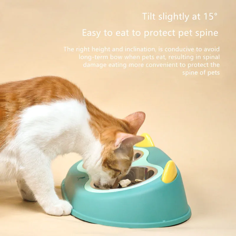 

Tilted Cat Feeding Bowl Cat And Dog Tilt Feeder Elevated Stainless Steel Bowl Stress-Free Pet Feeding Bowls For Food And Water