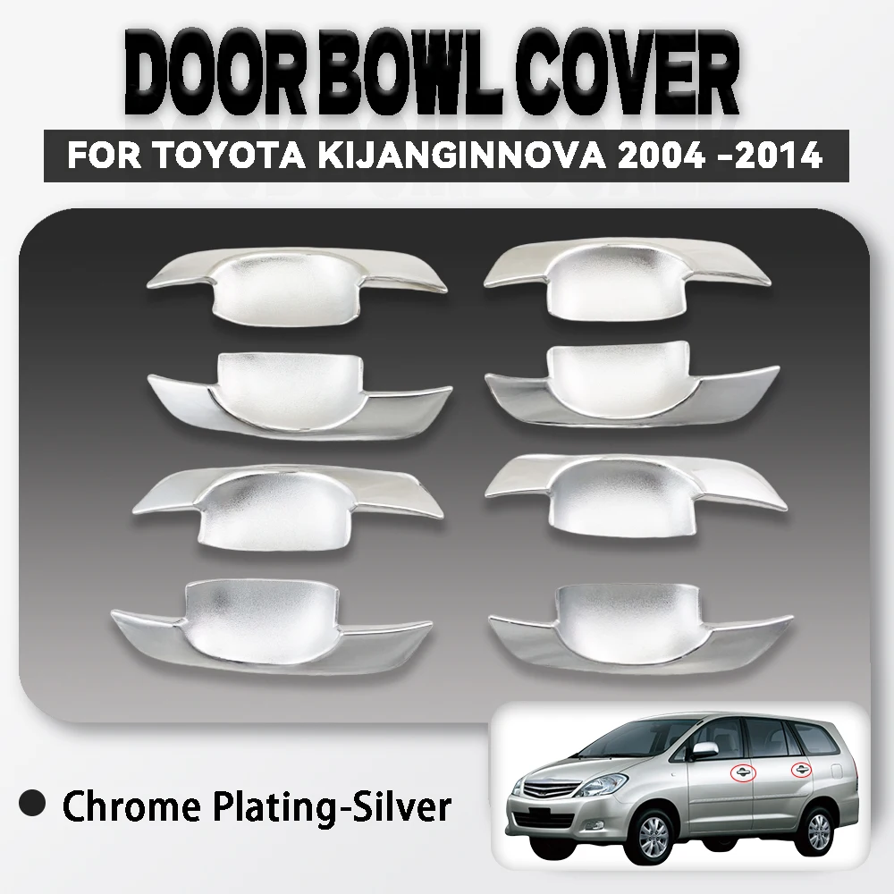 Car Upgrade Chrome Silver Car Door Handle Bowl Cover Trim For Toyota Kijang Innova 2004 - 2014 Silver Car Exterior Decoration