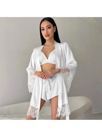 Женский летний пижамный комплект из полиэстера