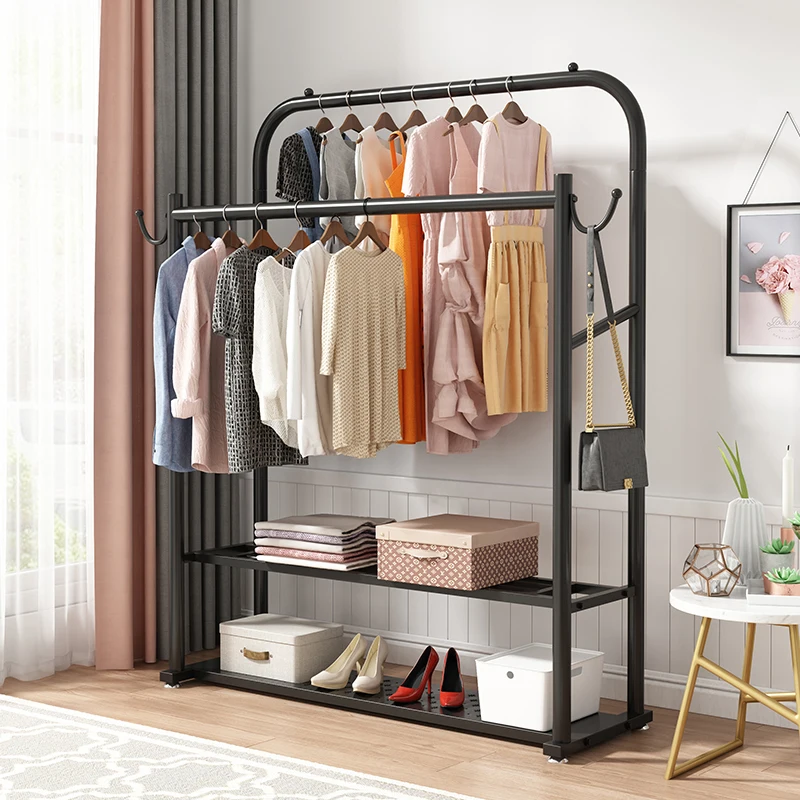 

Clothes Storage Coat Rack Foldable Balcony Standing Metal Clothes Shoe Hanger Floor Multifunctional Perchero Hall Furniture