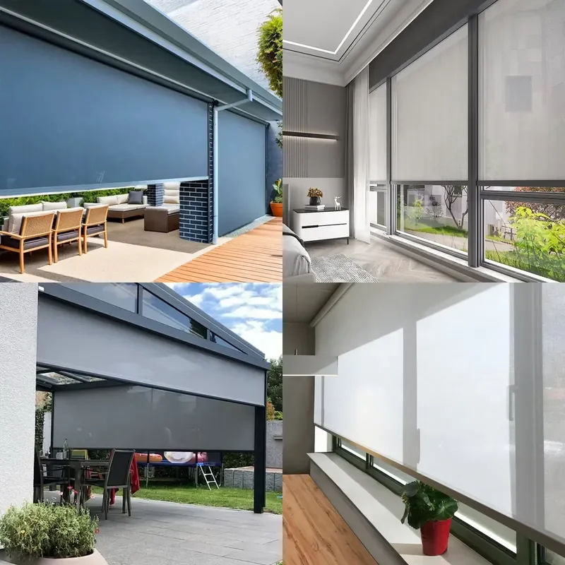 for Outdoor Sunshade Fabric Zipper Screen with Remote Control Waterproof Windproof Roller Shutter