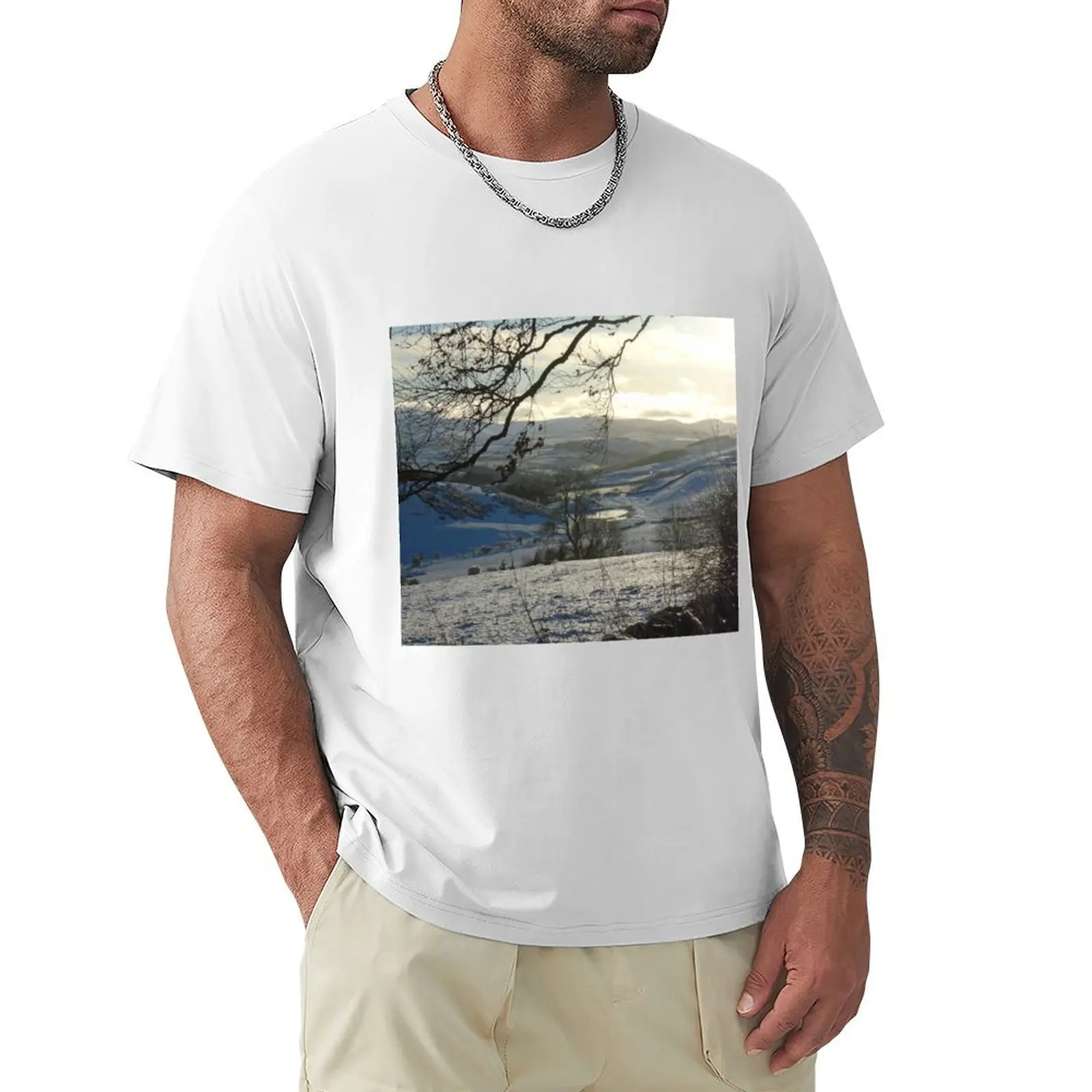 Winter snow photographic landscape T-shirt shirts graphic tees tops designer t shirt men