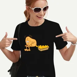 Funny Potato Fries Print Women T Shirt Clothing Short Sleeve O Neck Women Tshirt Ladies Tee Shirt Tops Clothes Camisetas Mujer