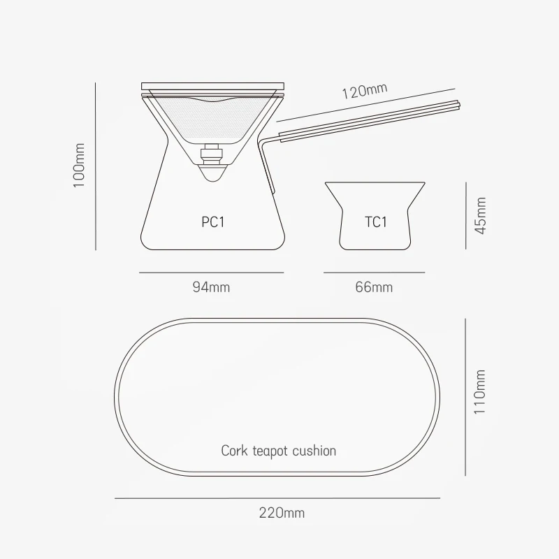 High-quality glass tea, filter poured on dripper for separation of tea making 1 pot 2 cups magnetic teapot gift set