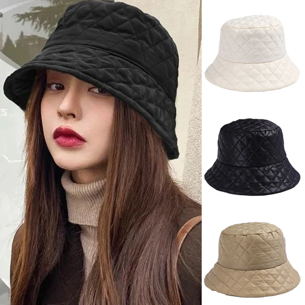 Autumn Winter Retro Cotton Down Bucket Hat Fashion Designer Streetwear Fisherman Caps Hats Beach Cap Outdoor Unisex Panama Hat