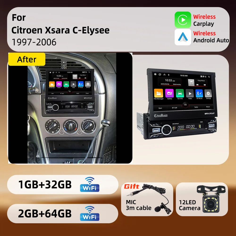 For Citroen Xsara C-Elysee 1997-2006 Android 1Din Stereo 7