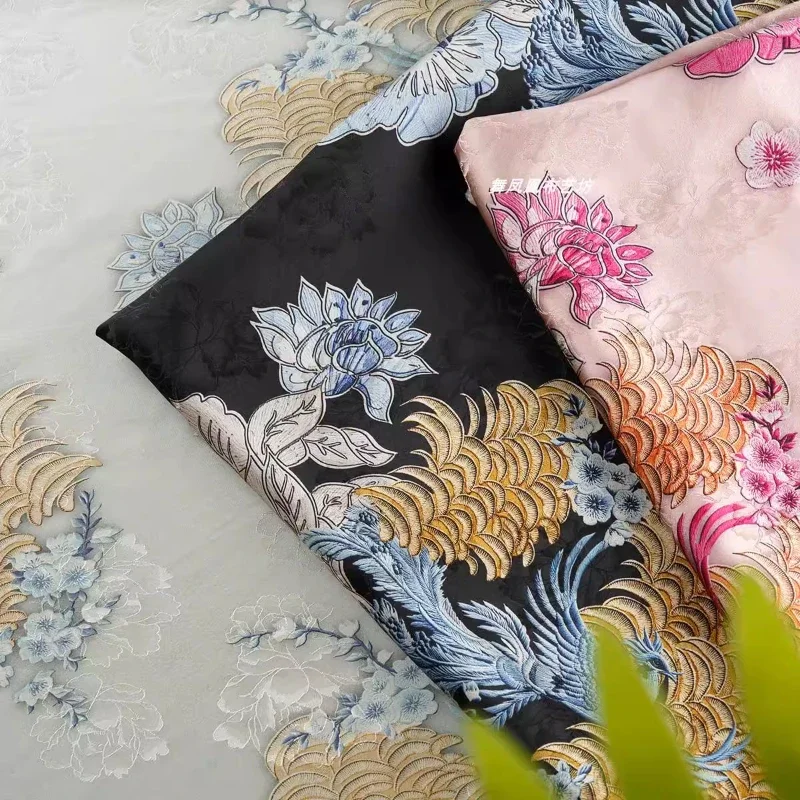 

Жаккардовая ткань из гамбированной марли с принтом в новом китайском стиле для пошива ханьфу, ткань для рукоделия, продается на метры