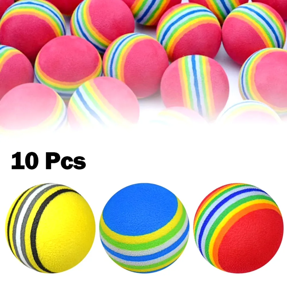 10x Golf Swing Training Foam Balls Indoor Practice Rainbow Sponge Balls Flexible Soft Golf Practice Ball Training Aid Accessory