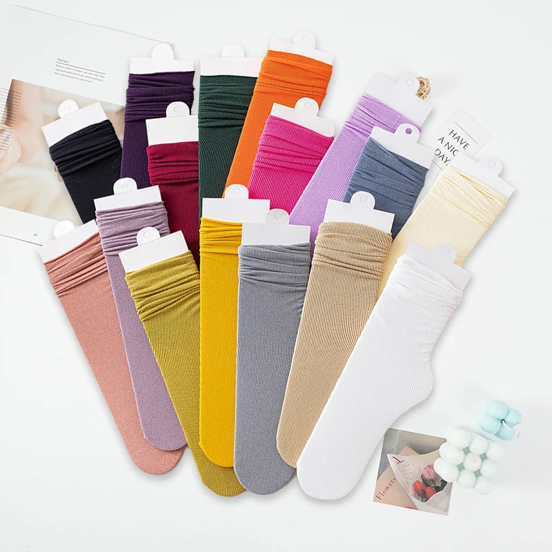 5 Pairs Lot Summer Thin Solid Women's Socks Set Harajuku Simplicity White Long Socks Kawaii Nude Fashion for Schoolgirl Japanese