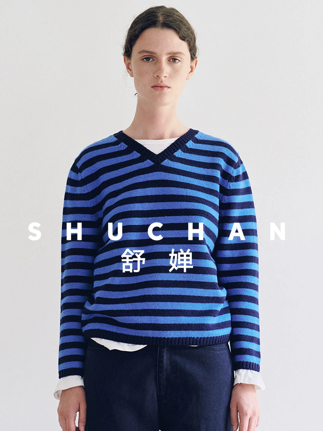 

Полосатый свитер женский, осень-зима 2022, новый высококачественный свободный шерстяной вязаный свитер с v-образным вырезом