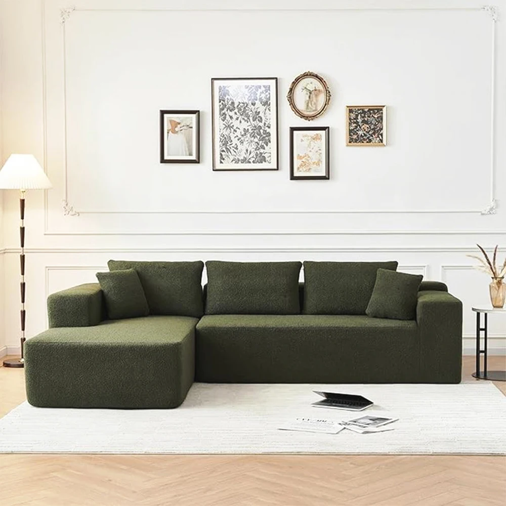 Rectangular 3Seat Set Vacuum Packed 45D High-Resilience Foam Lasting Comfort Modern Villa Compressed Reclining Corner Sofa