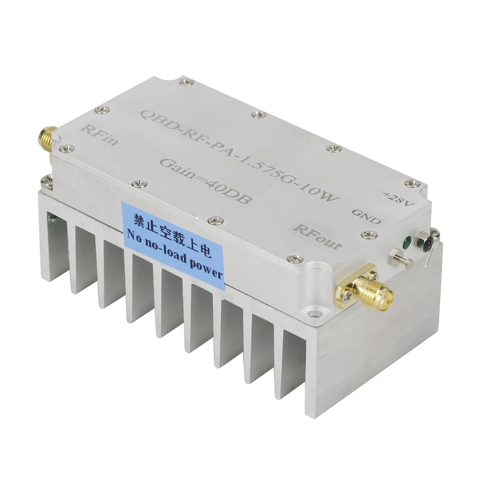 Amplificador de Potencia RF de 1.5-1.6GHz 40DB para GPS Beidou QBD-RF-PA-1.575G-10W con Disipador de Calor