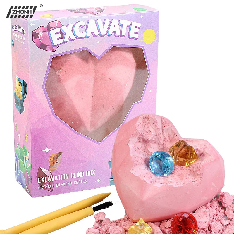 

[H]Archaeological Excavation Kit Love Heart Handmade Excavation Treasure Toy Kids Science Kit Mining Kit
