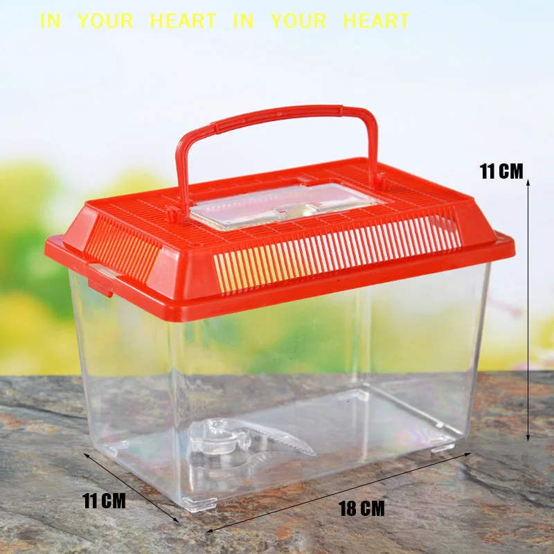 【X】Handheld Transparent Transport Box Portable Handheld Plastic Fish Tank Transparent Cutout Design For Turtle PetFish