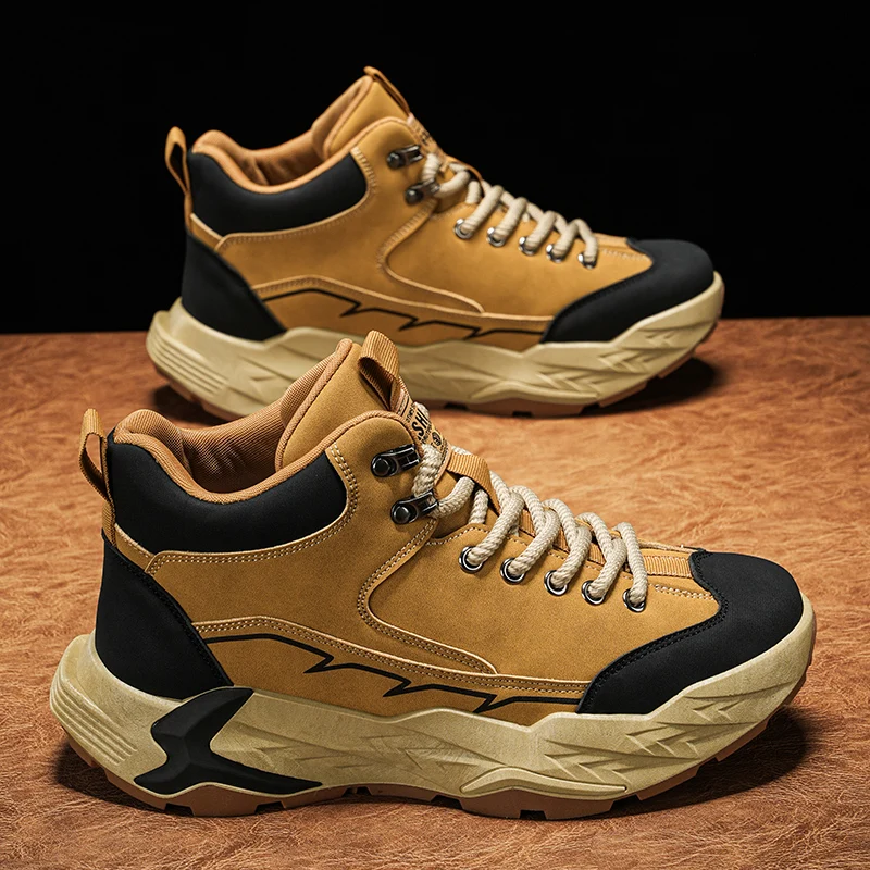 

Motorcycle Boots Man Shoes Men Casual Shoes High Boots Ankle Platform Sports Return To The Ancients Non-Slip High-top All-match