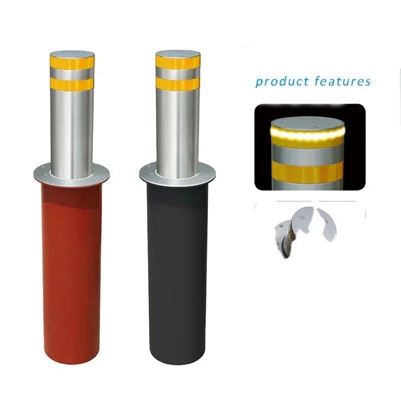 Automatic Rising Steel Bollard with LED Light Hydraulic Parking Safety for Street Application Electrical Rising Bollard