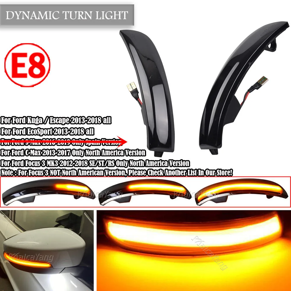 For Ford Kuga Ecosport Dynamic Blinker LED Turn Signal Light Side Mirror Indicator Sequential 2013 2014 2015 2016 2017 2018 2019