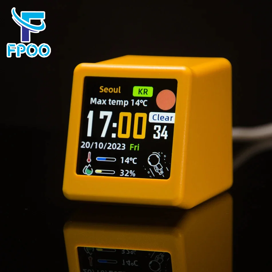 Mini Estación Meteorológica Digital WiFi con Reloj, Pantalla LCD, Dispositivo Inteligente de Escritorio Multifuncional, Reloj Electrónico en Ruso, Coreano e Inglés
