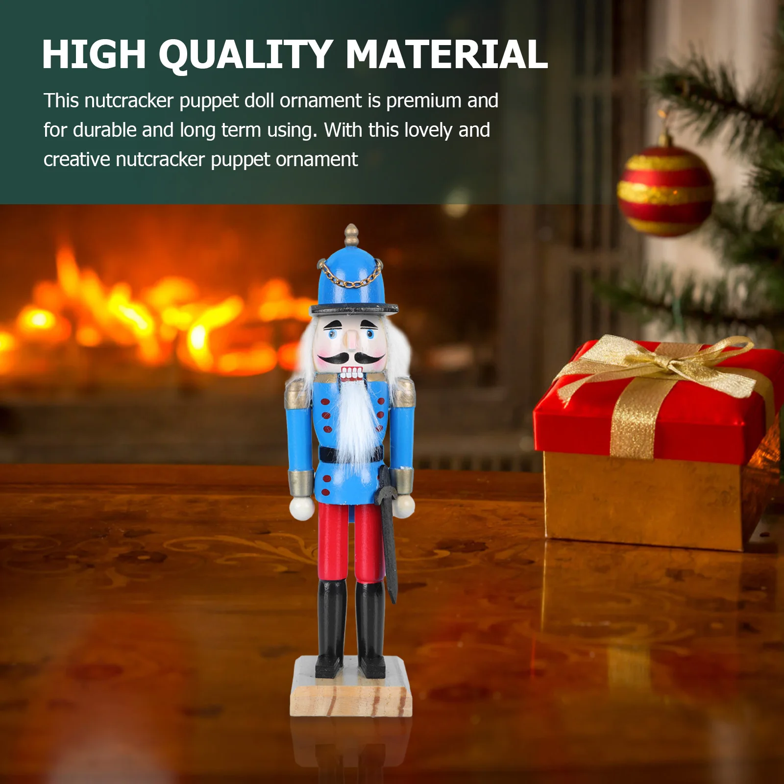 

1Pcs Wooden Adornment Nutcracker Soldier Smooth Edges Comfortable Touch Xmas Decor High Quality Material Safe Odor Free Design