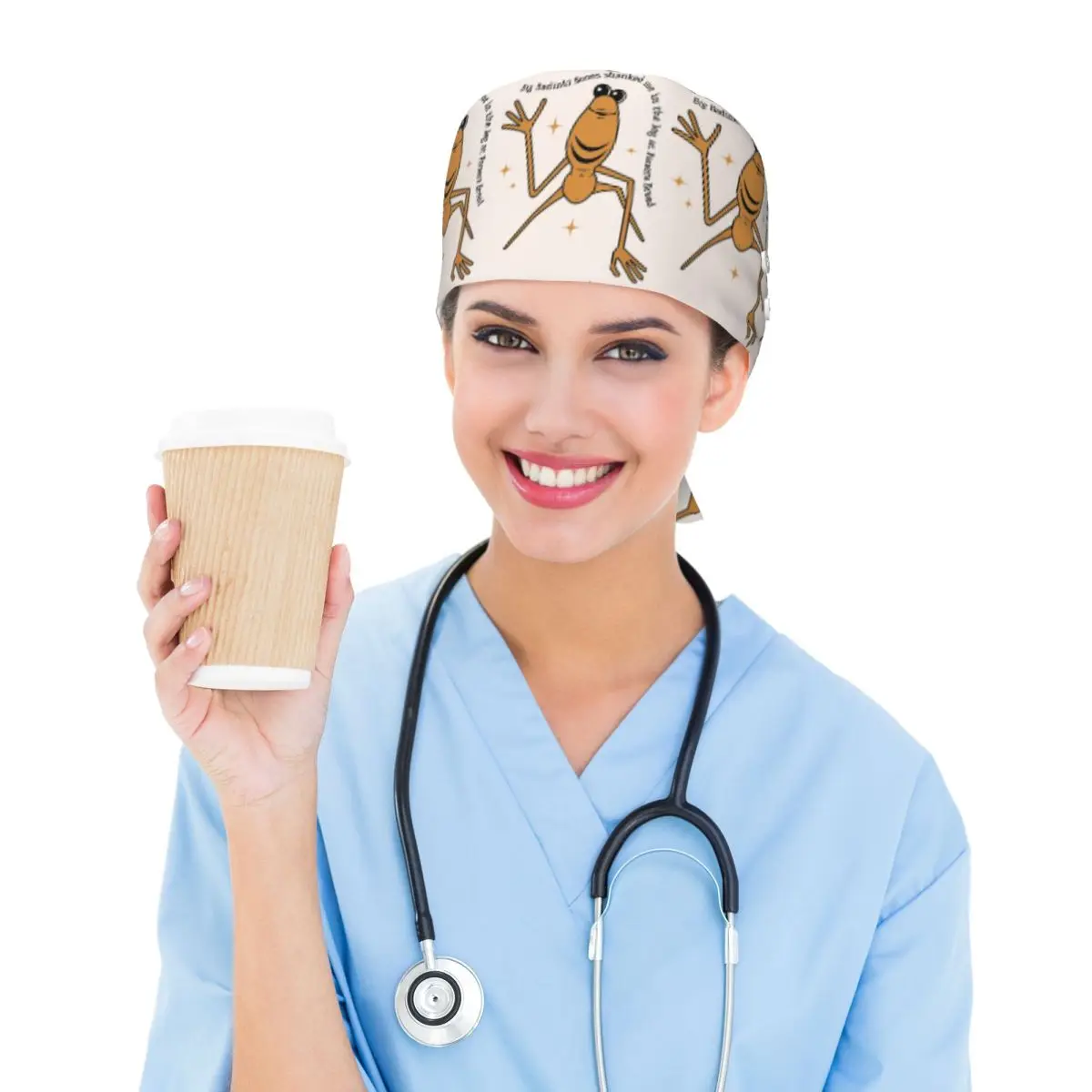 Marcus The Worm Robert Help Meme Brain Rot Scrub Hat Doctor Working Surgical Cap Unisex Adjustable Nursing Caps for Dentist