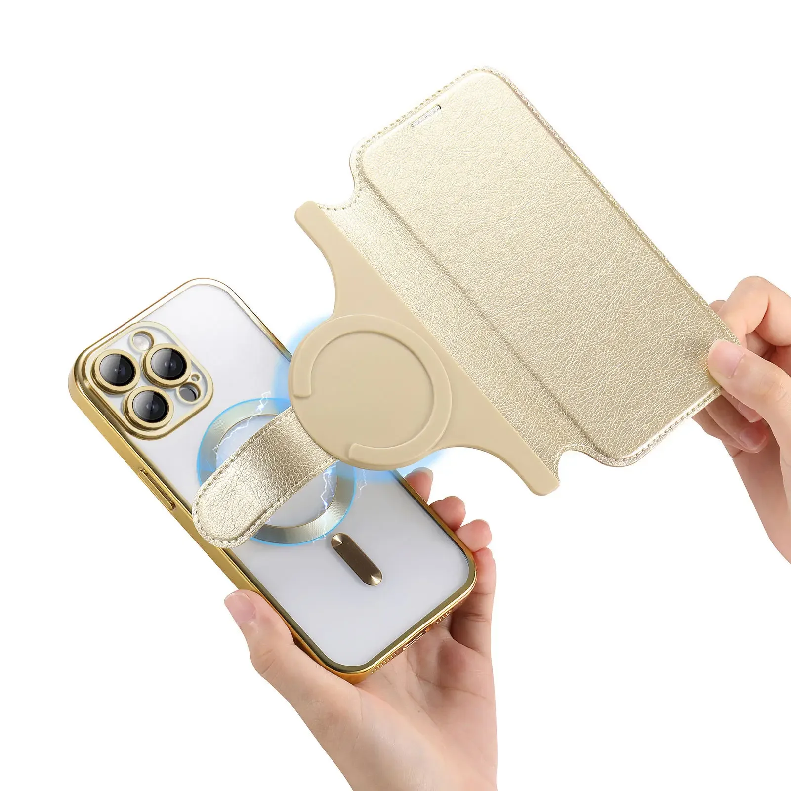 2 w 1 Odpinane karty magnetyczne Solt Portfel Skórzane etui na iPhone'a 16 Pro Max 15 Plus 14 13 12 Flip Bag Ultra Thin Book Cover — zdjęcie produktu 4