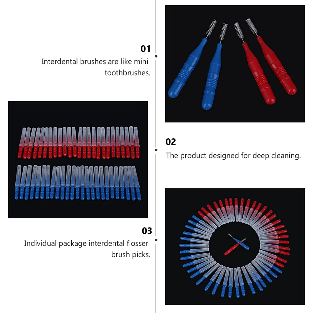 50 قطعة مسواك بين الأسنان فرشاة البلاستيك العناية بالفم ملحق تنظيف الأسنان لوازم 5X07 سنتيمتر جهاز دائم الخيط الأزرق أداة