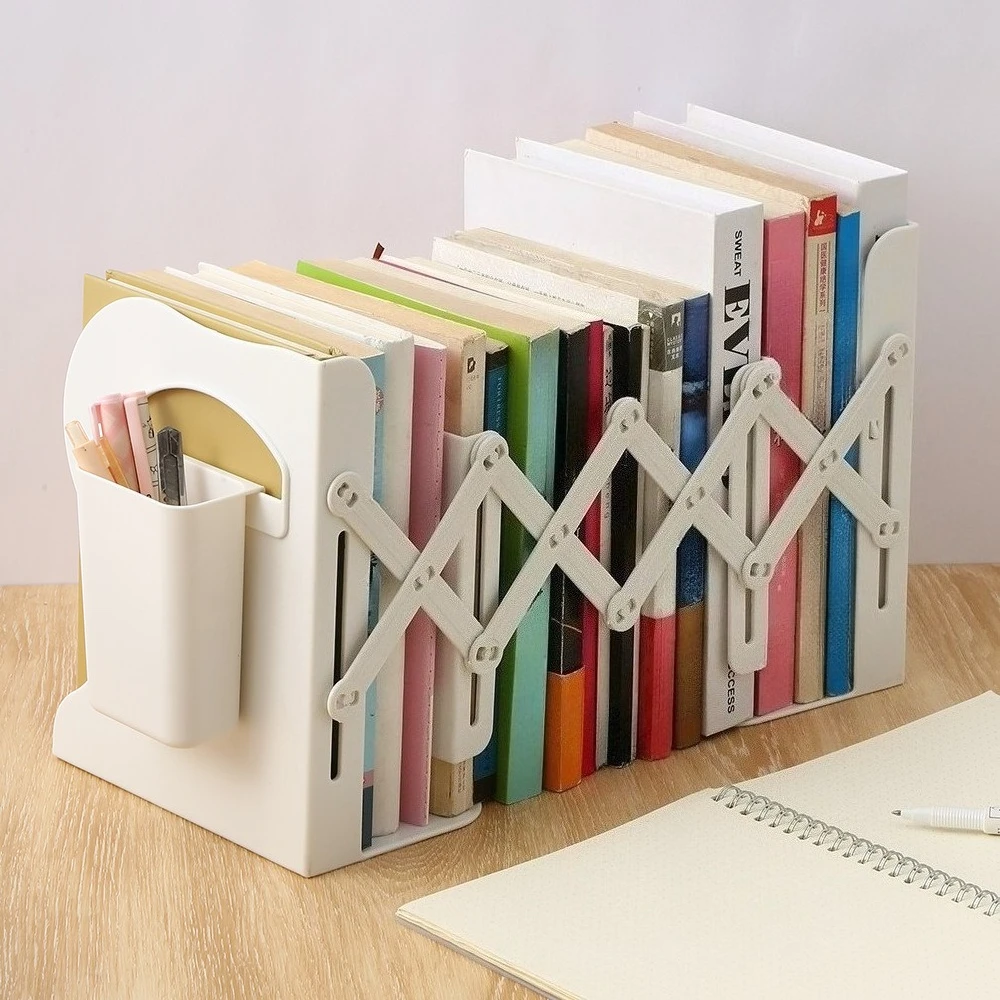 Back to School Desktop Bookshelf Adjustable Telescopic Bookends Book Organizer Stand for Desk Book Storage Rack for Students